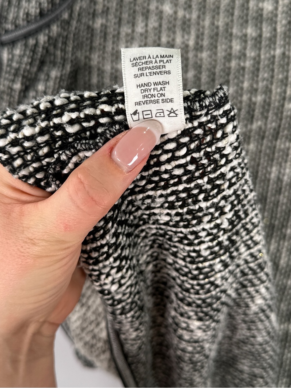 Kollontai Hooded Cardigan Knit Open Front Marled Black White XS - Picture 7 of 11